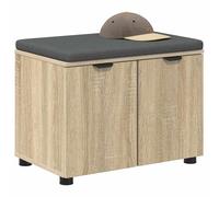 vidaXL Banco de Entrada con cojín Roble Sonoma 60 x 38 x 46 cm | Diseño moderno: diseño rectangular elegante y funcional. Asiento cómodo: cuenta con un cojín suave