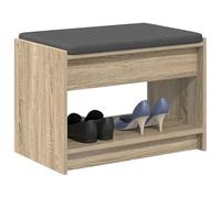 vidaXL Banco de Entrada con cojín Roble Sonoma 63 x 38 x 45 cm, Banco de Entrada Moderno, Mueble Funcional, Elegante Asiento sin Respaldo, Almacenamiento Minimalista