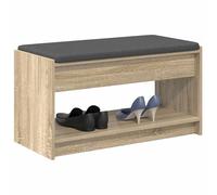 vidaXL Banco de Entrada con cojín Roble Sonoma 83 x 38 x 45 cm, Banco de Entrada Moderno, Mueble Funcional, Elegante Asiento sin Respaldo, Almacenamiento Minimalista