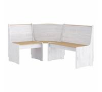 vidaXL Banco de Esquina, Banca con Respaldo, Asiento Esquinero, Mueble para Salón Comedor Hogar Jardín, Madera Maciza de Pino Marrón Blanco