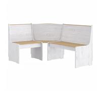 vidaXL Banco de Esquina, Banca con Respaldo, Asiento Esquinero, Mueble para Salón Comedor Hogar Jardín, Madera Maciza de Pino Marrón Blanco