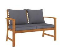 Vidaxl banco de jardín 120 cm cojines gris oscuro madera acacia maciza