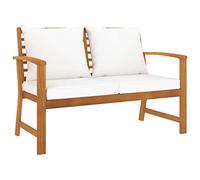 Banco de jardín 120 cm con cojines crema madera acacia maciza