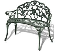 vidaXL Banco de Jardín Aluminio Fundido Verde 100x54x80 cm Asiento de Patio