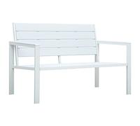 vidaXL Banco de Jardín Asiento Patio Exterior Banqueta Banquito Sillon de Patio Porche Parque HDPE Aspecto de Madera Blanco