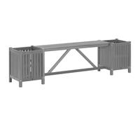 vidaXL Banco de Jardín con 2 Jardineras Patio Exterior Macetero Decoración Recibidor Asiento Silla Duradero Estable Gris 150 cm Madera de Acacia