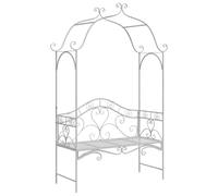 vidaXL Banco de Exterior con Decoraciones Chulas | Asientos de Metal Blanco para 2 Personas, Muebles de Jardín Resistentes al Sol, Balcones y Patios, Ideal para Relajarse al Aire Libr