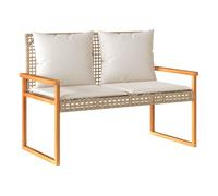 vidaXL Banco de jardín con cojín, ratán sintético mezcla, Acacia, beige