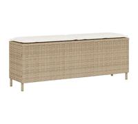 Vidaxl banco de jardín con cojín beige110x30x40,5 cm ratán sintético