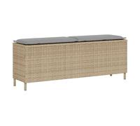 vidaXL Banco de jardín con cojín beige110x30x40,5 cm ratán sintético, Banco de Exterior, Banco de Parque, sofá de Dos plazas de jardín