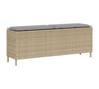 vidaXL Banco de jardín con cojín beige110x30x40,5 cm ratán sintético
