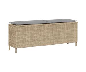 vidaXL Banco de jardín con cojín beige110x30x40,5 cm ratán sintético