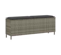 vidaXL Banco de jardín 2 plazas con cojín Ratán sintético Gris 110x30x40,5 cm