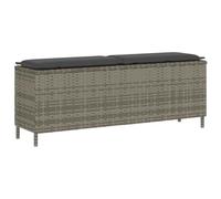 vidaXL Banco de jardín 2 plazas con cojín Ratán sintético Gris 110x30x40,5 cm