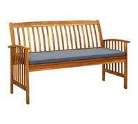 vidaxl Banco de jardín con cojín madera maciza de acacia 147 cm