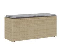 vidaXL Banco de jardín 2 plazas ratán sintético con cojín Beige 110x40x44 cm