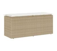 vidaXL Banco de jardín con cojín ratán sintético Beige 110x40x44 cm, Banco de Exterior, Banco de Parque, sofá de Dos plazas de jardín