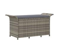 vidaXL Banco de jardín con cojín ratán sintético Gris 116x46x57 cm, Banco de Exterior, Banco de Patio, Banco de Picnic, Banco de Parque