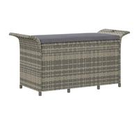 vidaXL Banco de jardín con cojín ratán sintético Gris 116x46x57 cm, Banco de Exterior, Banco de Patio, Banco de Picnic, Banco de Parque