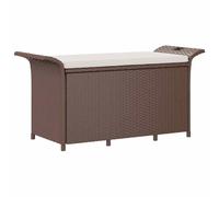 vidaXL Banco de jardín con cojín ratán sintético marrón 116x46x57 cm, Banco de Exterior, Banco de Patio, Banco de Picnic, Banco de Parque
