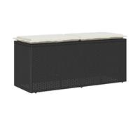 Vidaxl banco de jardín con cojín ratán sintético negro 110x40x44 cm