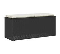 vidaXL Banco de jardín con cojín ratán sintético Negro 110x40x44 cm, Banco de Exterior, Banco de Parque, sofá de Dos plazas de jardín