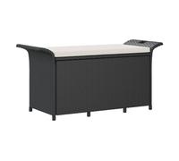 vidaXL Banco de jardín con cojín ratán sintético Negro 116x46x57 cm, Banco de Exterior, Banco de Patio, Banco de Picnic, Banco de Parque