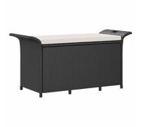 vidaXL Banco de jardín con cojín ratán sintético Negro 116x46x57 cm, Banco de Exterior, Banco de Patio, Banco de Picnic, Banco de Parque