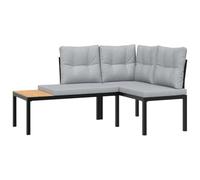 vidaXL Bancos jardín y Cojines 2 pzas Acero Recubrimiento Polvo Negro, Banco, Asiento de Banco de jardín, Banco de Patio, Banco al Aire Libre