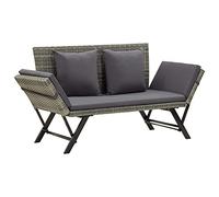 vidaXL Banco de Jardín con Cojines Ratán Sintético Asiento Banqueta Parque Patio Exterior Gris 176 cm