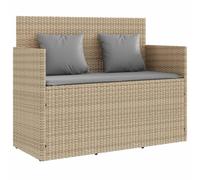 vidaXL Banco de jardín con Cojines ratán sintético Beige