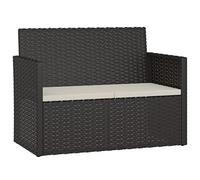 vidaXL Banco de jardín con Cojines ratán sintético Negro 105 cm
