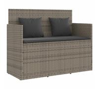 vidaXL Banco de Jardín con Cojines, Sofá Asiento Exterior, Banco de Parque, Mueble para Patio Terraza Balcón, Ratán Sintético Gris