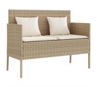 vidaXL Banco de Jardín con Cojines, Sofá Asiento Exterior, Banco de Parque, Mueble para Patio Terraza Balcón, Ratán Sintético Beige