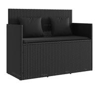 vidaXL Banco de Jardín con Cojines, Sofá Asiento Exterior, Banco de Parque, Mueble para Patio Terraza Balcón, Ratán Sintético Negro