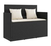 vidaXL Banco de Jardín con Cojines, Sofá Asiento Exterior, Banco de Parque, Mueble para Patio Terraza Balcón, Ratán Sintético Negro