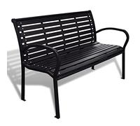 vidaXL Banco de Jardín con Estructura de Acero Negro Asiento de Patio Exterior