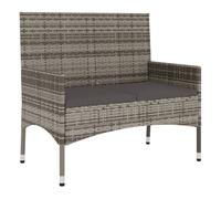 Banco de jardín de 2 plazas con cojines ratán sintético gris