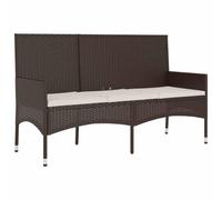 vidaXL Banco de jardín de 3 plazas con Cojines ratán sintético marrón, Banco, Banco de Patio, Muebles de jardín, banca, Muebles de Exterior