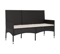 Vidaxl banco de jardín de 3 plazas con cojines ratán sintético negro