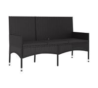 vidaXL Banco de jardín de 3 plazas con Cojines ratán sintético Negro, Banco, Banco de Patio, Muebles de jardín, banca, Muebles de Exterior