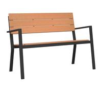 vidaXL Banco de jardín en marrón y Negro, Hecho de Acero Recubierto de Polvo y Madera. Es cómodo para 3 Personas y Tiene un diseño Moderno Balcones, Patios, Muebles de Exterior, terraz