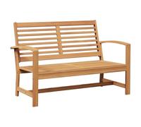 vidaXL Banco de Jardín en Teak para Exterior. Madera Sólida de 110 x 64 x 76.5 cm. Color Marrón Rústico. Construcción Robusta y Acabado Suave. Requiere Montaje. Ideal como Asiento para tu Patio, es u