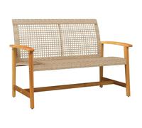 vidaXL Banco de jardín Madera de Acacia y ratán PE Beige 112 cm