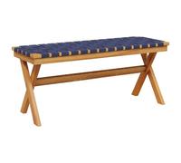Banco De Jardín Madera Maciza De Acacia Y Tela Azul Oscuro Vidaxl