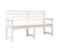 vidaXL Banco de jardín Madera Maciza Pino Blanco 159,5x48x91,5 cm, Banco Exterior, Banco de Patio, Banco de Picnic, Banco de Parque, Banco de Porche