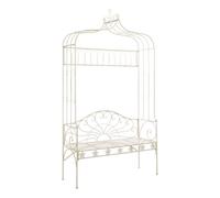 Vidaxl banco de jardín metal blanco envejecido 122 cm