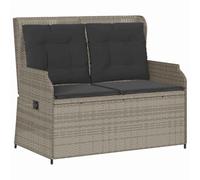 vidaXL Banco de jardín para exteriores reclinable con respaldo multifunción, estructura de acero, muebles de ratán, asiento interior