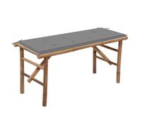 Vidaxl banco de jardín plegable con cojín bambú 118 cm