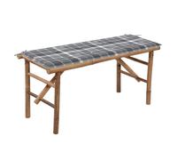 Vidaxl banco de jardín plegable con cojín bambú 118 cm